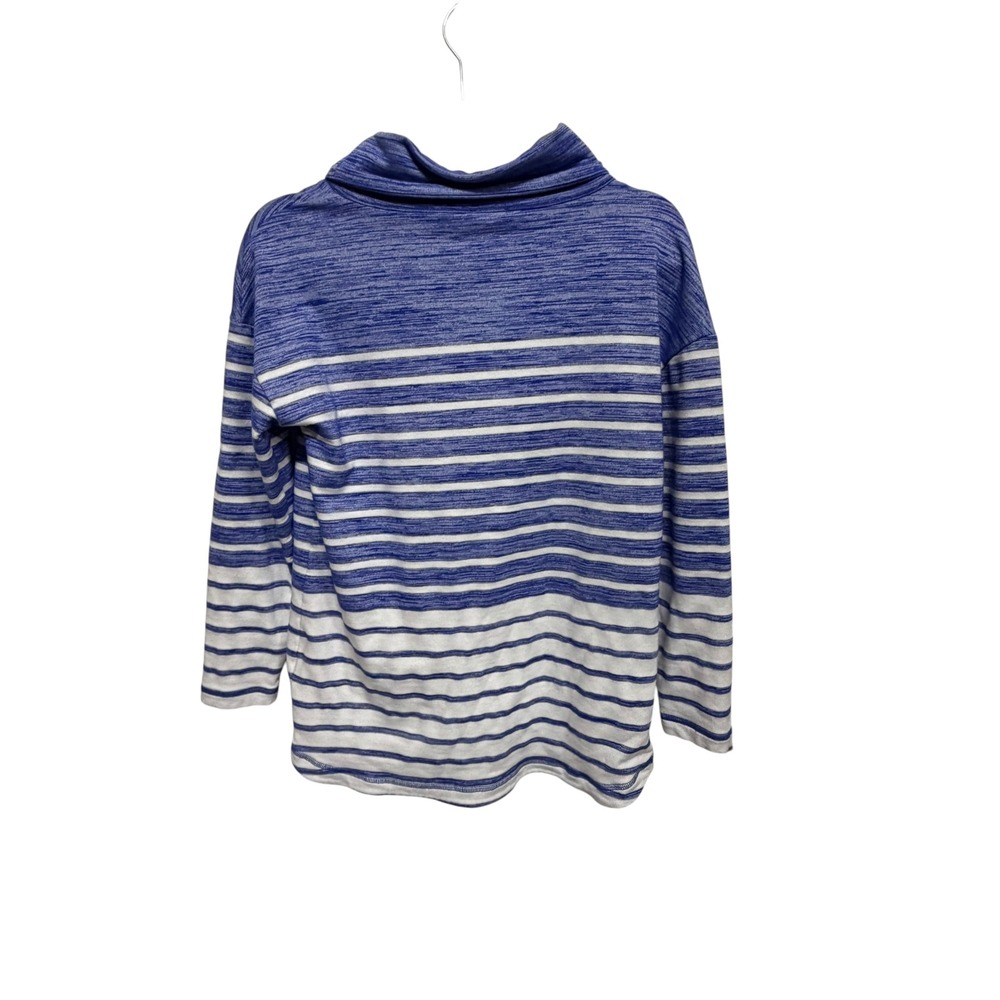 Talbots Women's S Blue White Striped Cowl Neck Tunic Pullover Coastal Top - Picture 4 of 6